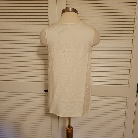 Embroidered Lace Yoke Cream Sleeveless Blouse Kensie Medium Boho Top - Picture 4 of 7